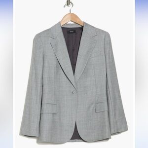 Theory New With Tag Virgin Wool Gray Heather Blazer